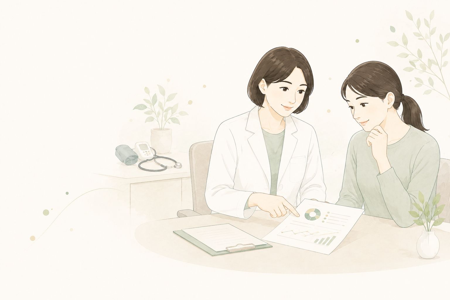 健康診断結果を説明している様子